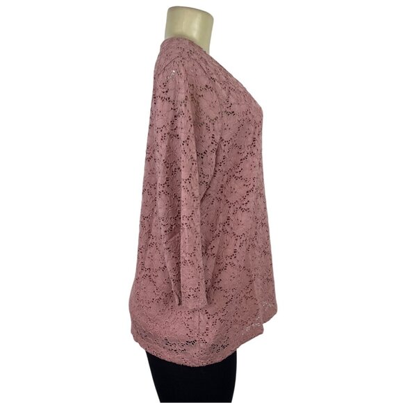 D&co. Women's 2-Piece Dusty Pink Lace Overlay & Sleeveless Tank Set Sz S - Picture 2 of 10